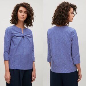 COS Blue Dot Knot-Front Blouse